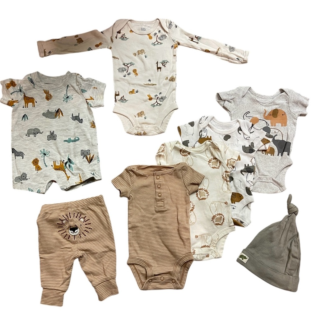 Jungle animals newborn unisex set